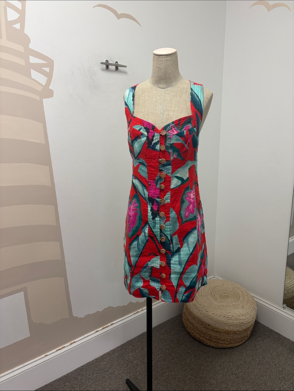 NWT farm rio Tropical Sundress in Red & Teal